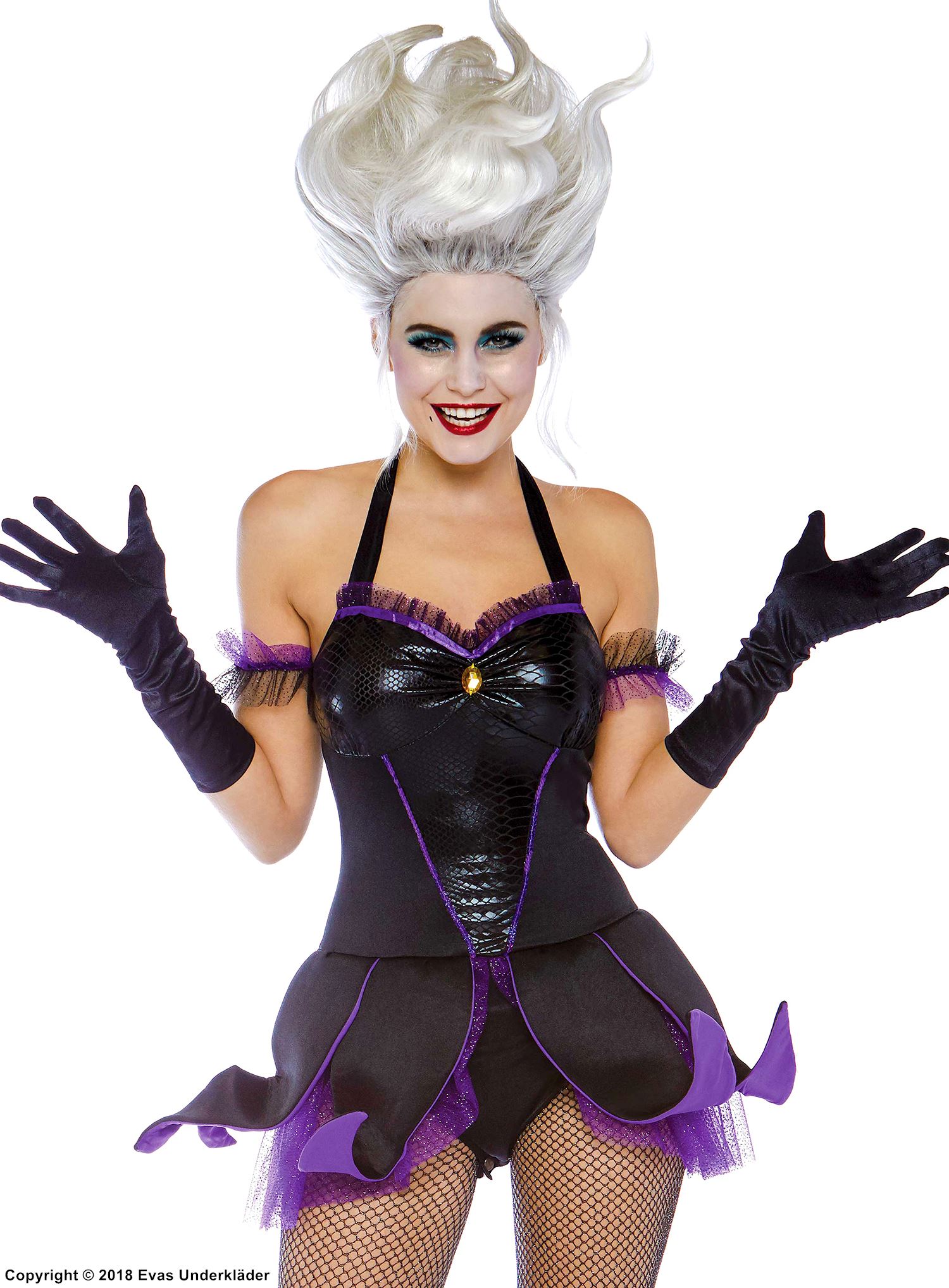 Ursula the sea witch from Little Mermaid, body costume, rhinestones, ruffles, glitter